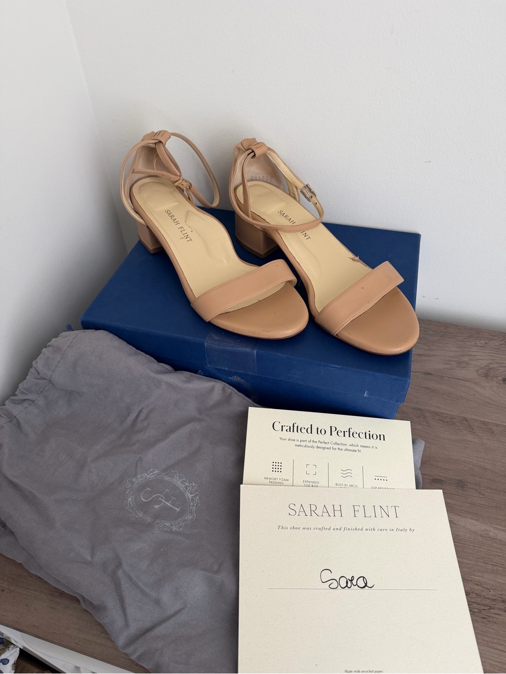 Sarah Flint Perfect Block Sandal Nude Size 9.5